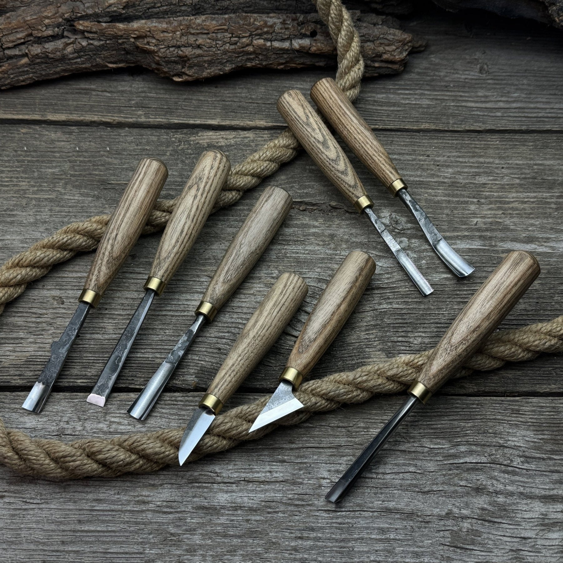 8-Piece Wood Carving Tool Set detail view by Sharky Forged Steel Tools