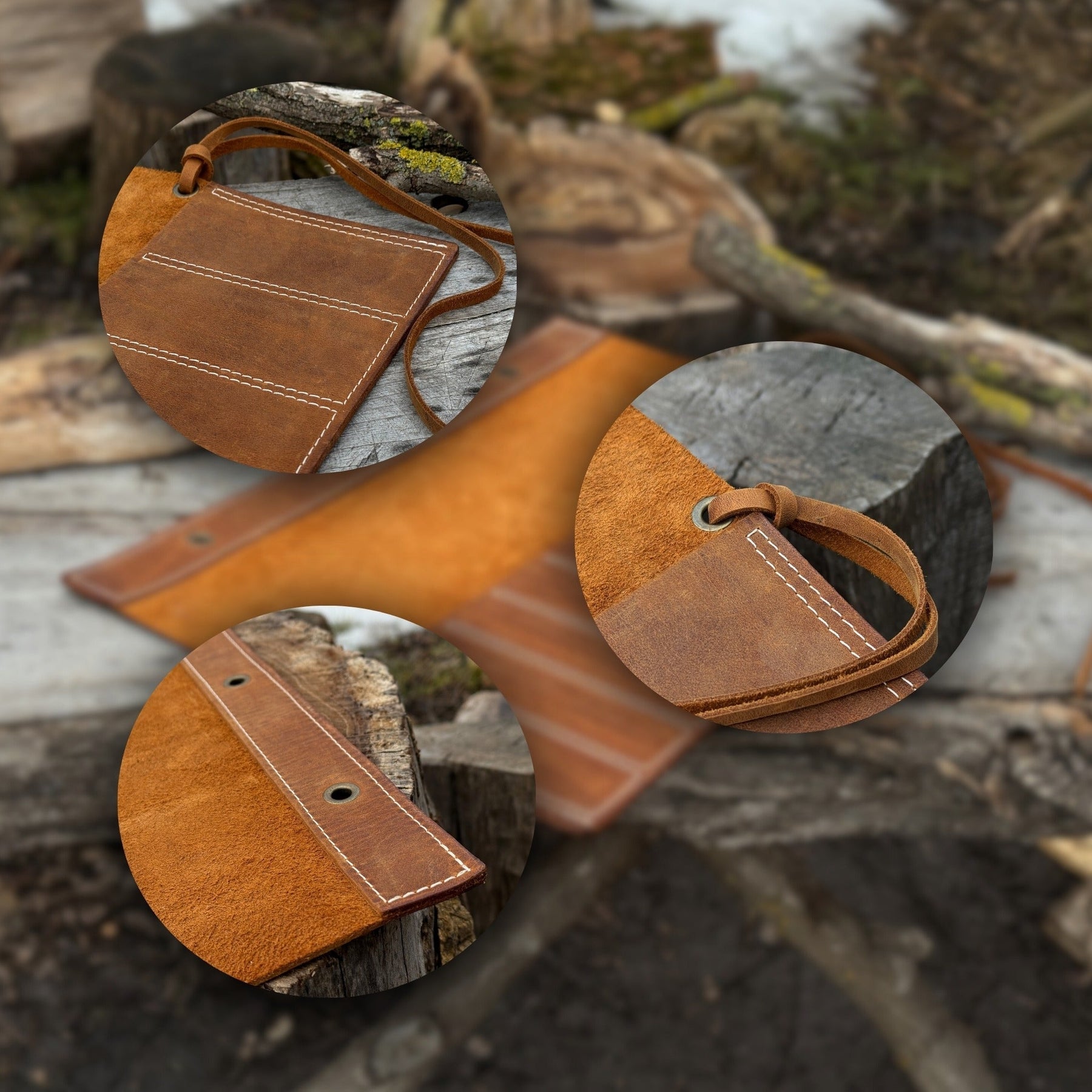 8 Pocket Leather Chisel Roll detail view by Sharky Forged Steel Tools