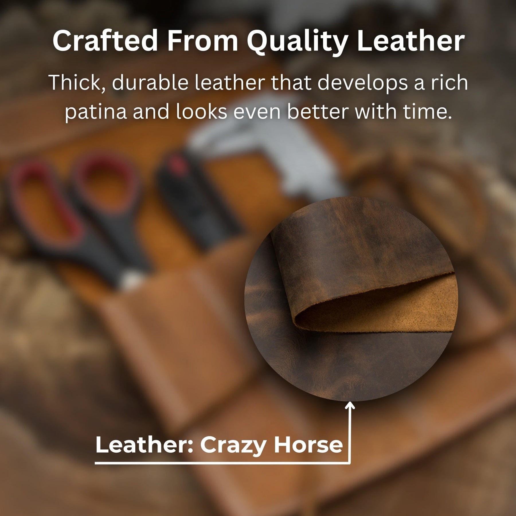 8 Pocket Leather Chisel Roll detail view by Sharky Forged Steel Tools