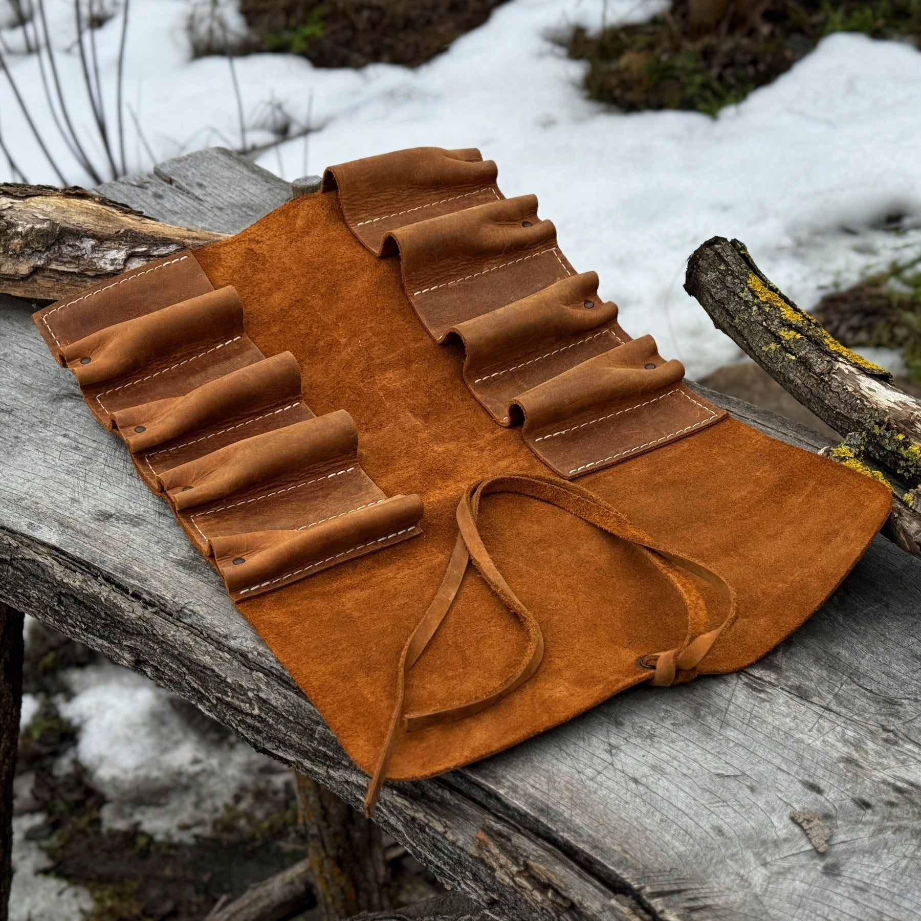 8 Pocket Leather Tool Roll by Sharky Forged Steel Tools