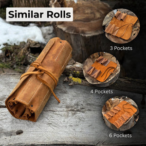 8 Pocket Leather Tool Roll detail view by Sharky Forged Steel Tools