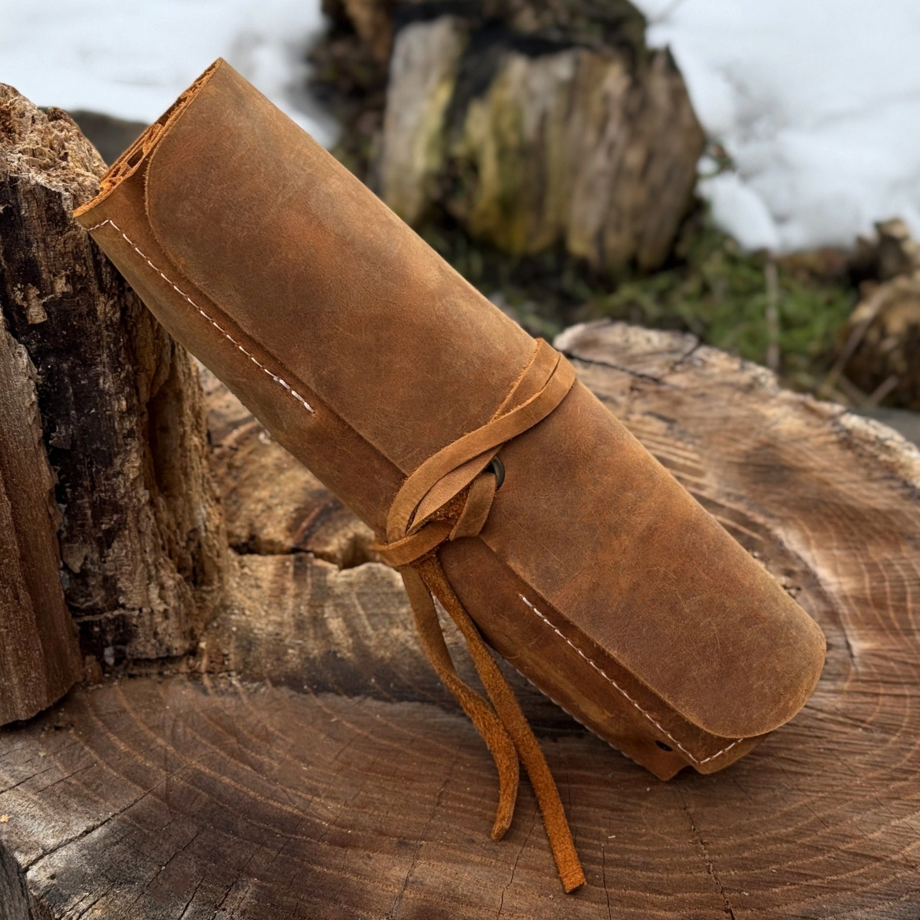 8 Pocket Leather Tool Roll detail view by Sharky Forged Steel Tools