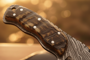 Ramhorn Damascus Sawback Tracker with Natural Ramhorn