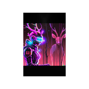 futuristic woman and deer Posters
