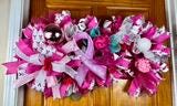 Breast Cancer Awareness Wreath | Pink Ribbon Door Decor by Bouge Creations, view 5
