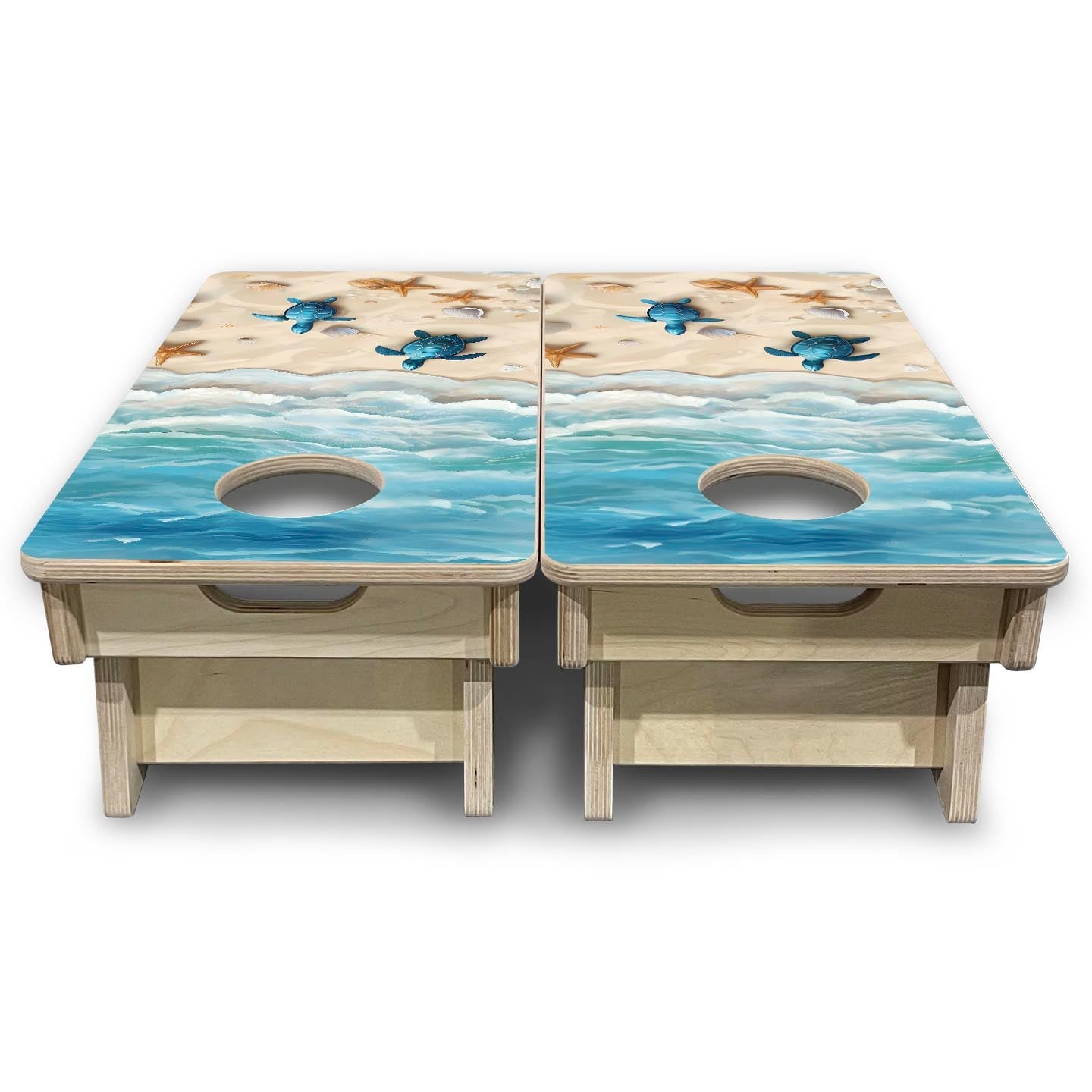 Sea Turtle Shores - Mini or Vacation Size Cornhole Boards by Cornhole Solutions, custom cornhole board detail photo 3