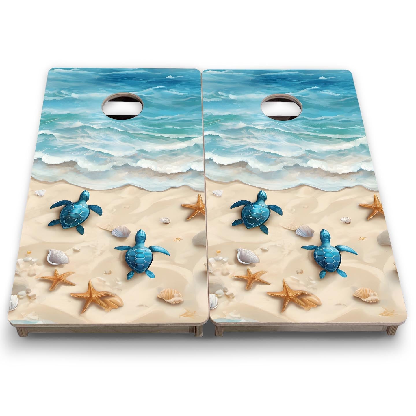 Sea Turtle Shores - Mini or Vacation Size Cornhole Boards by Cornhole Solutions, custom cornhole board detail photo 7