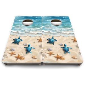 Sea Turtle Shores - Mini or Vacation Size Cornhole Boards by Cornhole Solutions, custom cornhole board detail photo 9