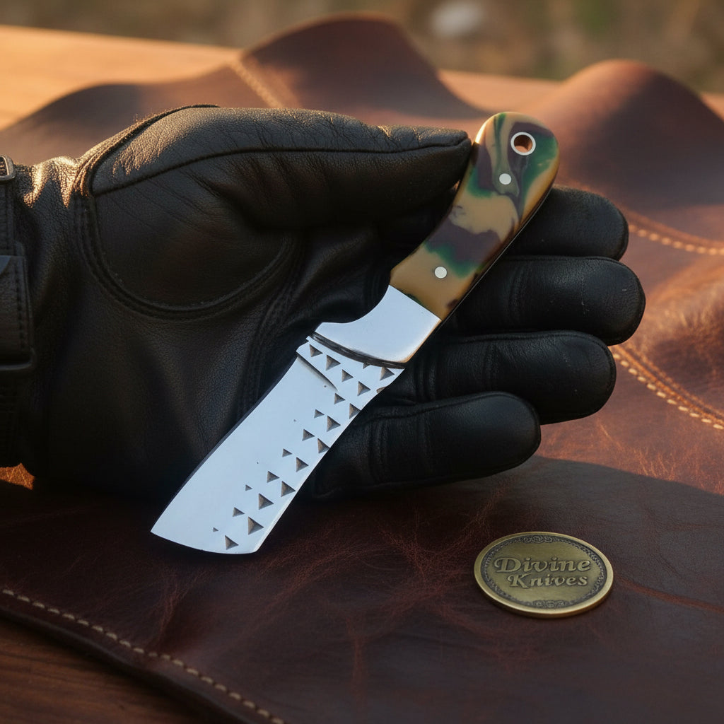 Camo Resin Rasp Bull Cutter Knife with Broad product detail, view 5