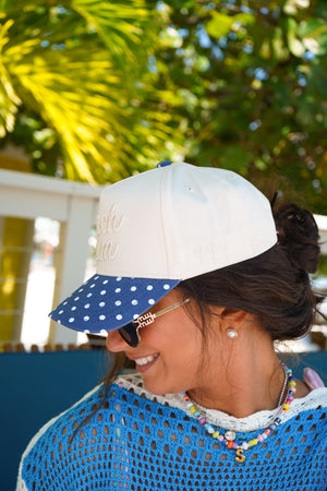 Beach Bum - Navy Polka Dot Hat by KenzKustomz — product view 4