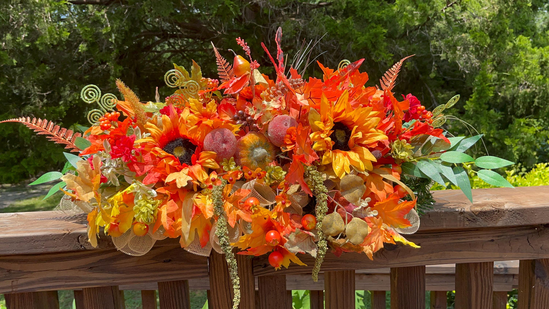 Fall Sunflower Pumpkin Centerpiece | Autumn Arrangement by Bouge Creations, view 3