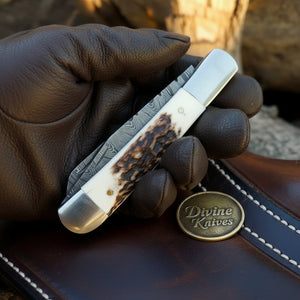 Twist Pattern Stockman Folding Knife by Divine Knives, product view 2