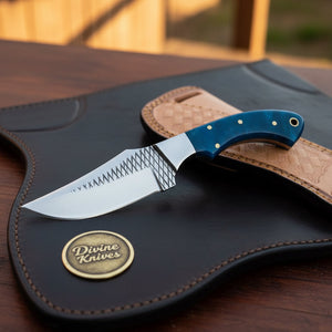 Blue Farrier Rasp Cowboy Belt Knife with by Divine Knives