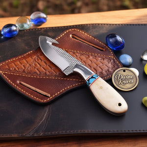 Turquoise & Bone Rasp Gut Hook Knife with product detail, view 5