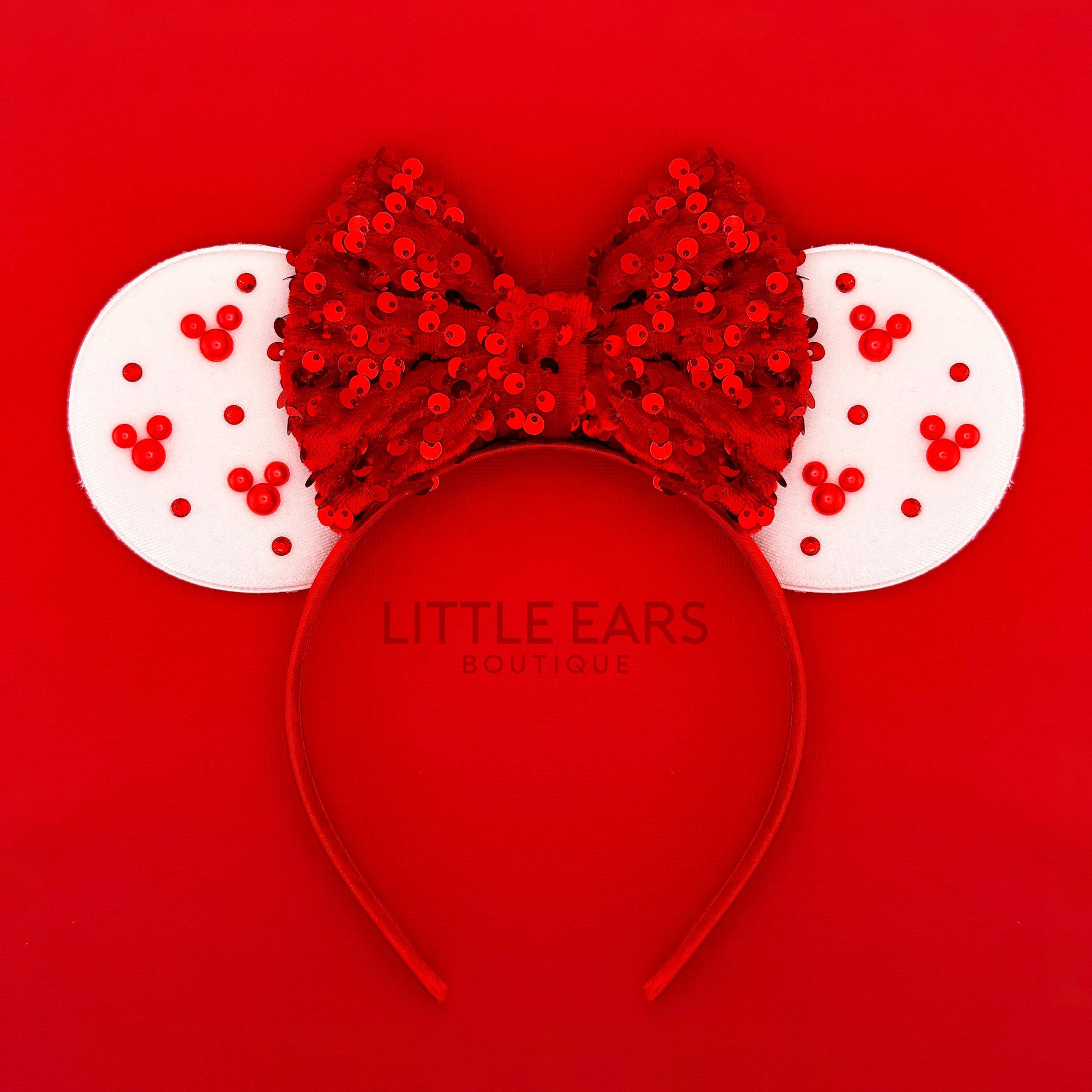 White Velvet Christmas Ears by Little Ears Boutique, headbands main product photo
