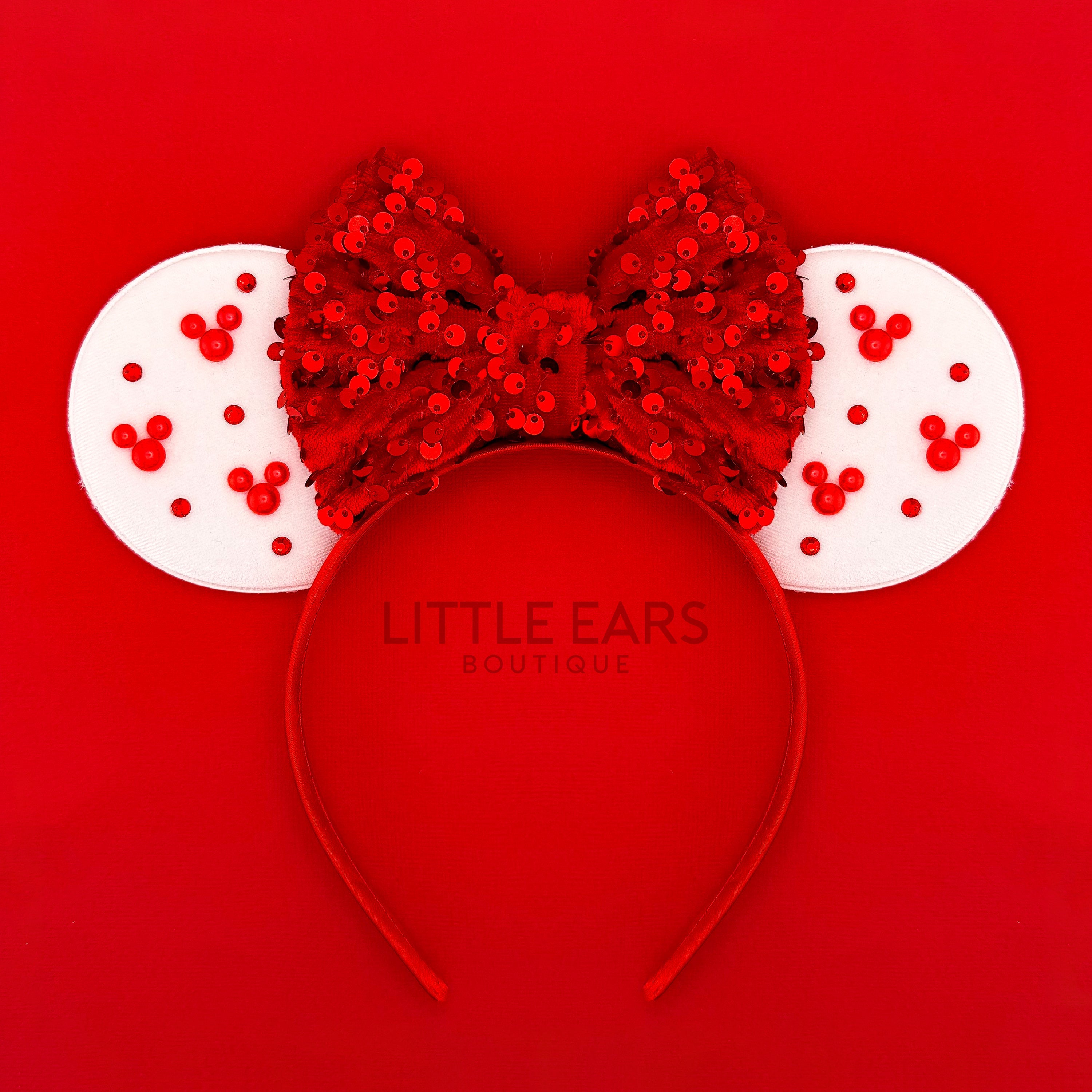 White Velvet Christmas Ears by Little Ears Boutique, headbands main product photo