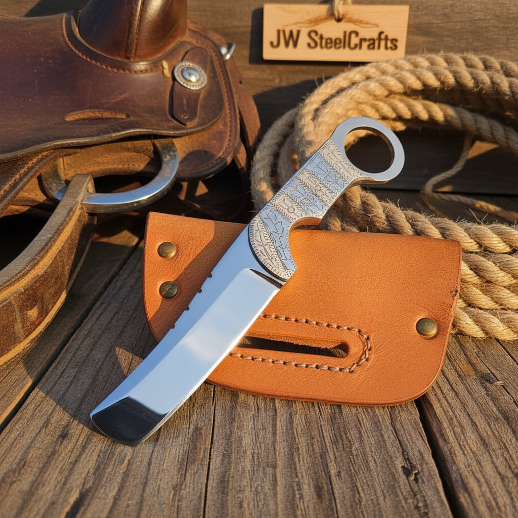 Ironloop Prairie Bull Cutter Knife 7" Handmade Mirror Polished