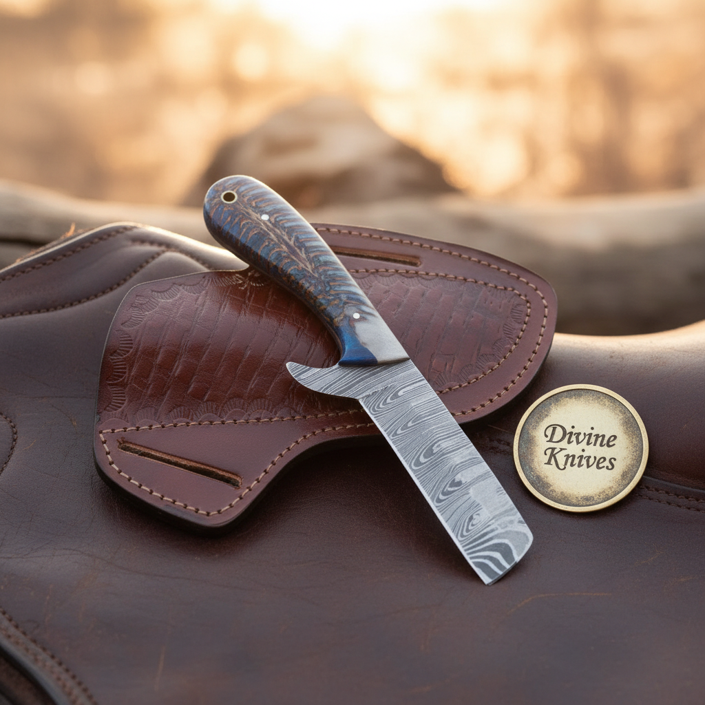 Blue Pine Cone Bull Cutter Knife for Working Cowboys and Collectors