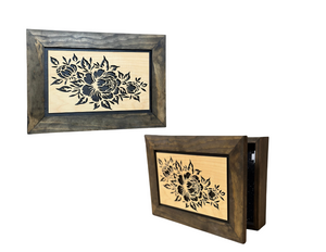 Peony (jacobean) Gun Safe - Wall Mounted Decorative Secure Gun Cabinet by Bellewood Designs, Southern home decor main product photo