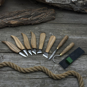 9-Piece Spoon Carving Tool Set with Sharpening Board detail view by Sharky Forged Steel Tools