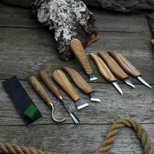 9-Piece Spoon Carving Tool Set with Sharpening Board detail view by Sharky Forged Steel Tools