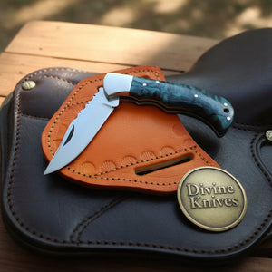 Teal Resin Lockback Pocket Knife with Carbon product detail, view 6