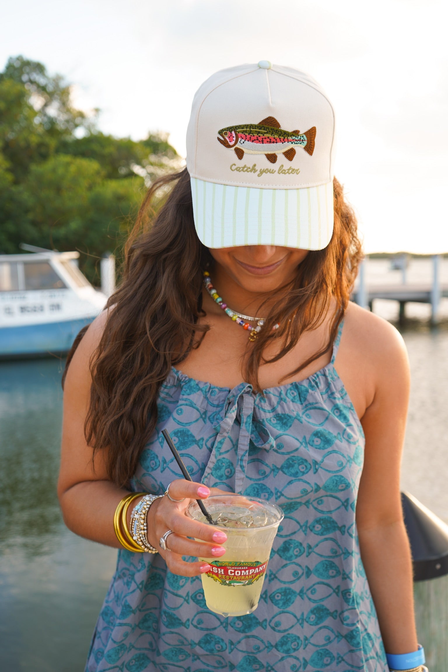 Catch You Later - Green Stripe Hat by KenzKustomz — product view 9