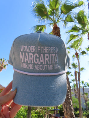 I Wonder If There's A Margarita Thinking About Me Too - Denim Hat by KenzKustomz — product view 2