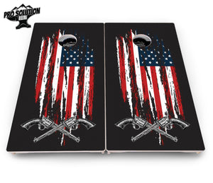 Guns & Flag Cornhole Boards - Pro Solution Elite Series