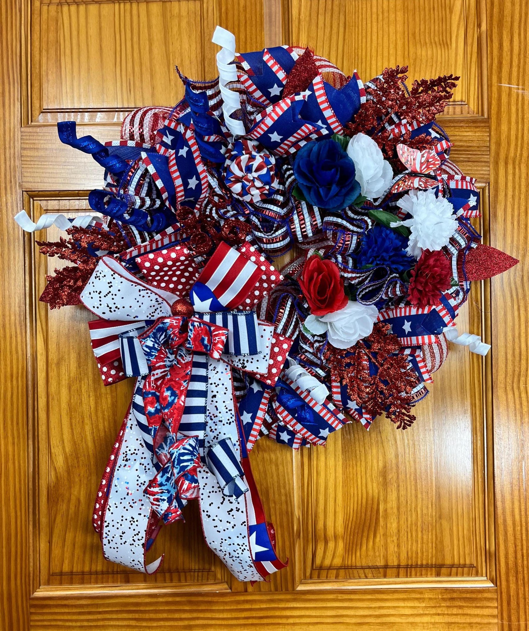 Red, White & Blue 4th of July Wreath | Front Door Decor by Bouge Creations, view 6
