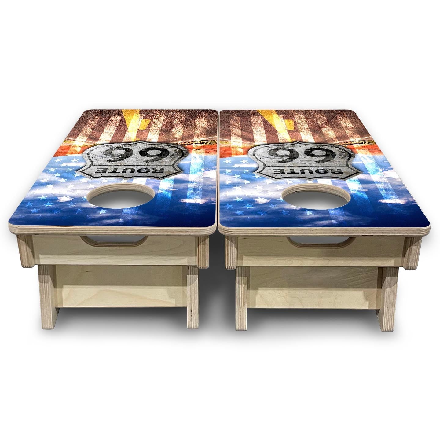 Route 66 - Mini or Vacation Size Cornhole Boards by Cornhole Solutions, custom cornhole board detail photo 4