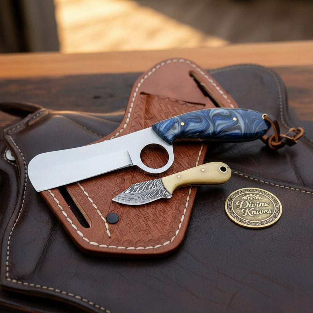 Finger Hole Bull Cutter & Neck Knife Set by Divine Knives