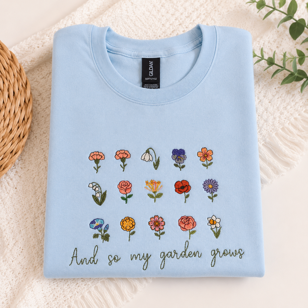 Custom Birth Month Flower Embroidered Shirt by Poor Hog Customs, Southern lifestyle apparel detail photo 6