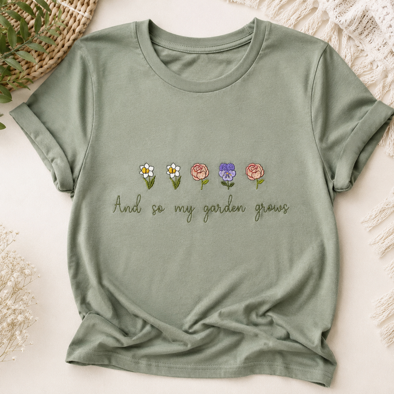 Custom Birth Month Flower Embroidered Shirt by Poor Hog Customs, Southern lifestyle apparel main product photo