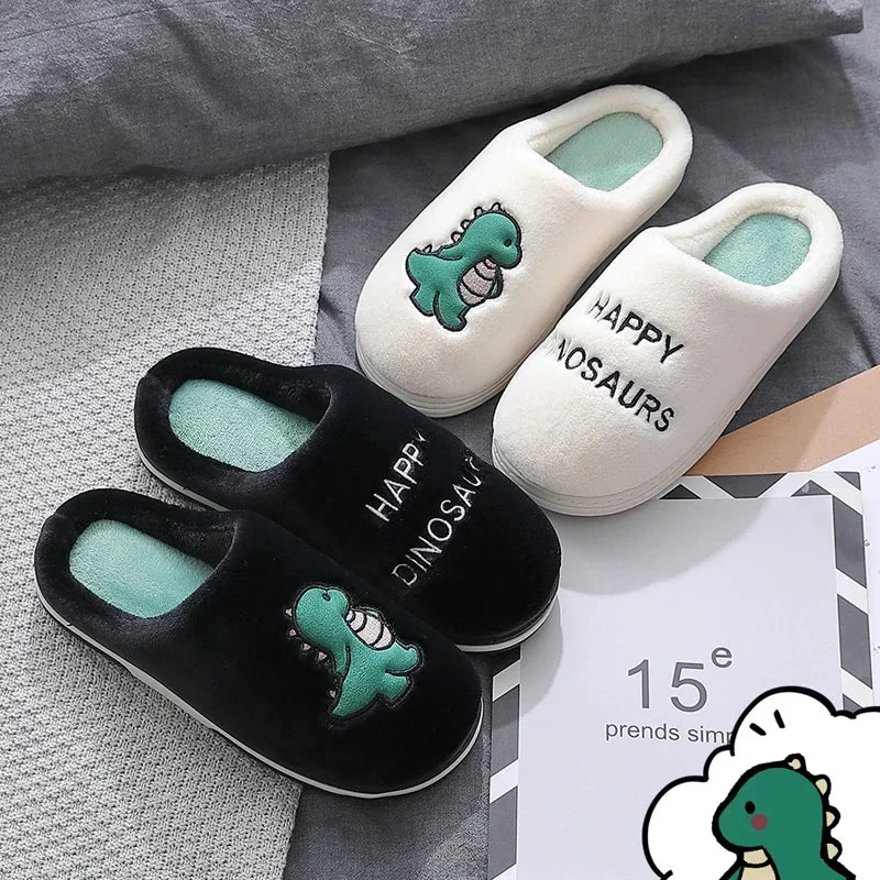 Plush Slipper Happy Dinosaur  Winter Fur Cotton Warm Non Slip Grip by The Mississippi Mermaid Mercantile - view 6