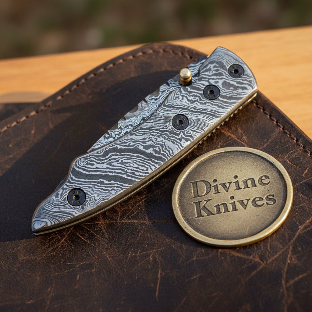 All-Damascus Steel Liner-Lock Folder with Matching Scales