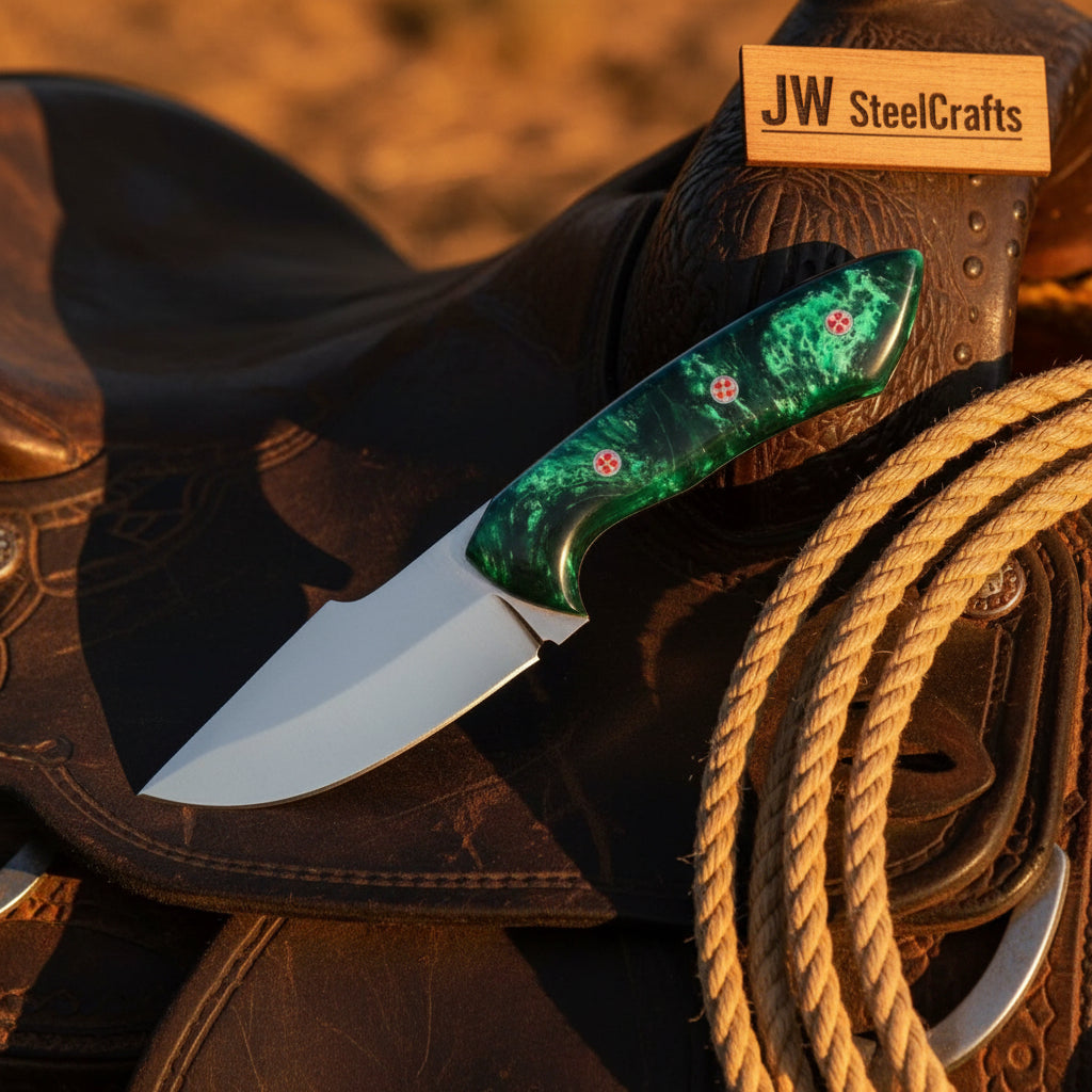 Emerald Range Stainless Skinner Knife by JW SteelCrafts, alternate view 4