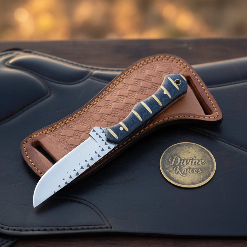 Black Infused Resin Rasp Cowboy Knife by Divine Knives, product view 5