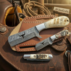 Longhorn Stag Trio Knife Set of 3 Handmade Stag Horn