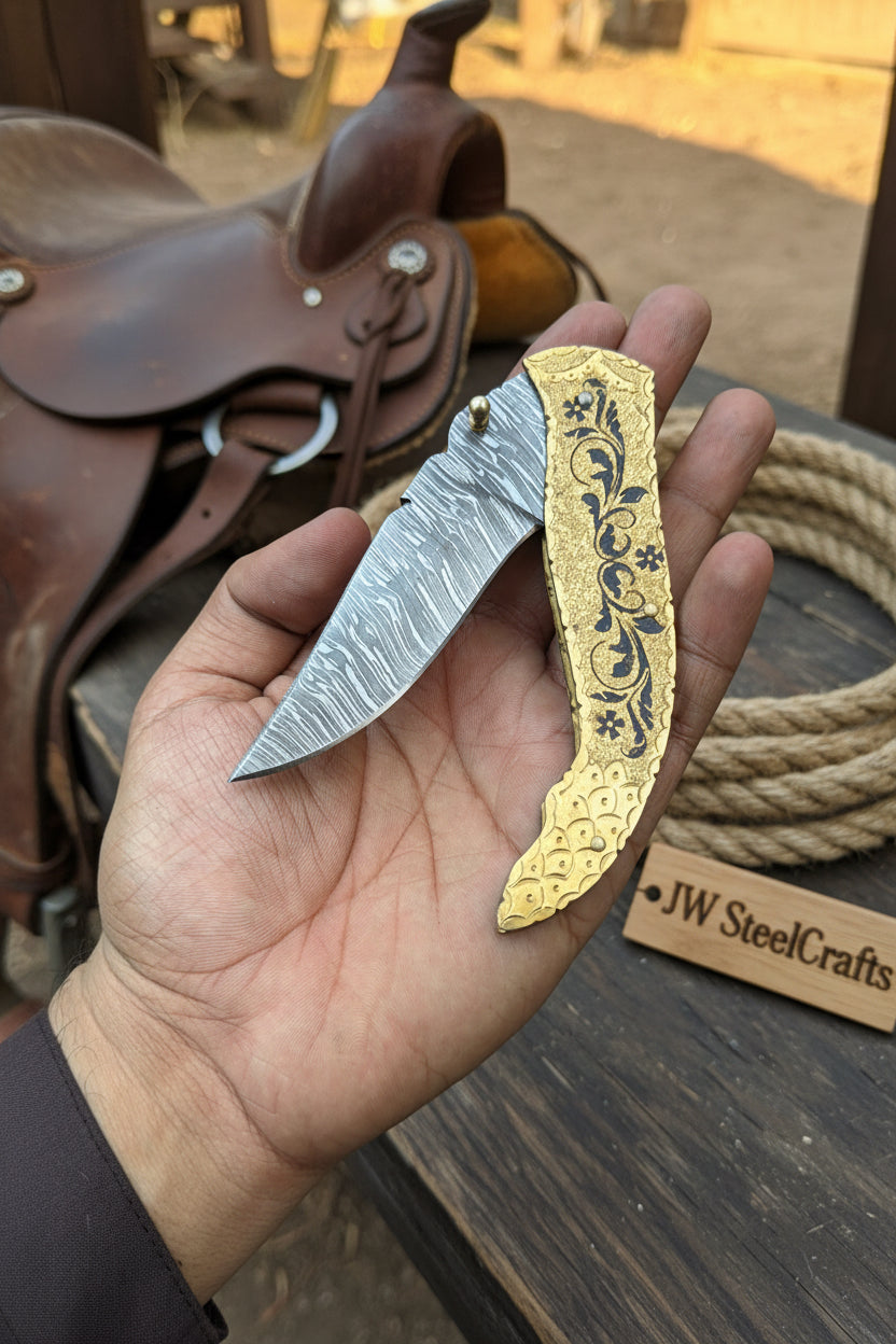 Calligraphy Engraved Brass Folder Knife product detail, view 5