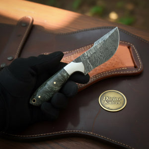 Damascus Charcoal Burl Resin Cowboy Knife product detail, view 5