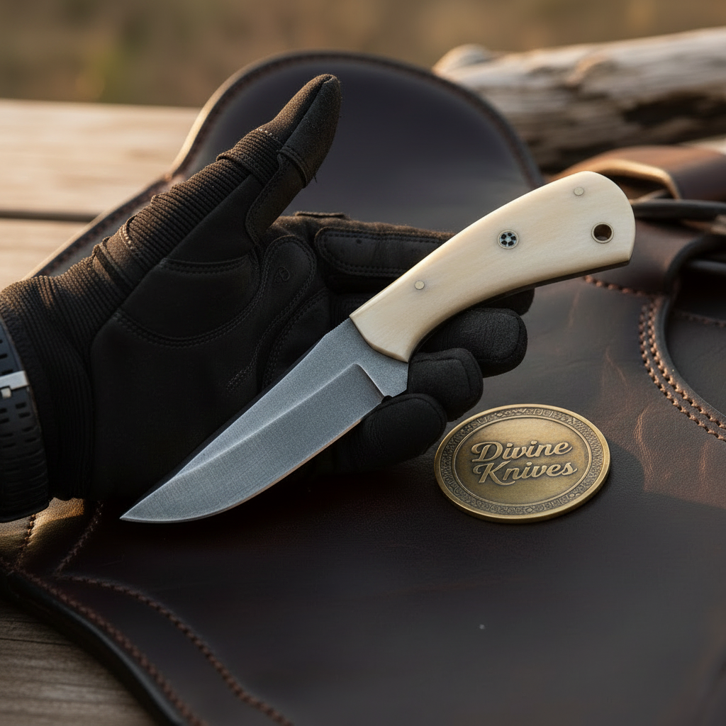 White Bone Handle High Carbon Hunting Knife product detail, view 4