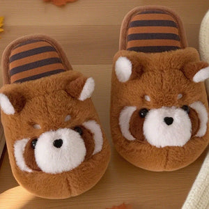 3D Red Panda Plush Women's Slippers — Cozy Fuzzy Indoor House Shoes by The Mississippi Mermaid Mercantile - view 9