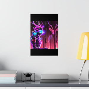 futuristic woman and deer Posters