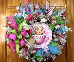 Pink Gingerbread Hot Cocoa Wreath | Christmas Door Decor by Bouge Creations, view 3