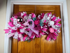 Breast Cancer Awareness Wreath | Pink Ribbon Door Decor by Bouge Creations, view 7