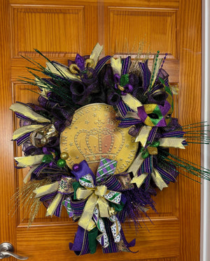 Mardi Gras Wreath | Purple, Green & Gold Door Decor by Bouge Creations, view 3
