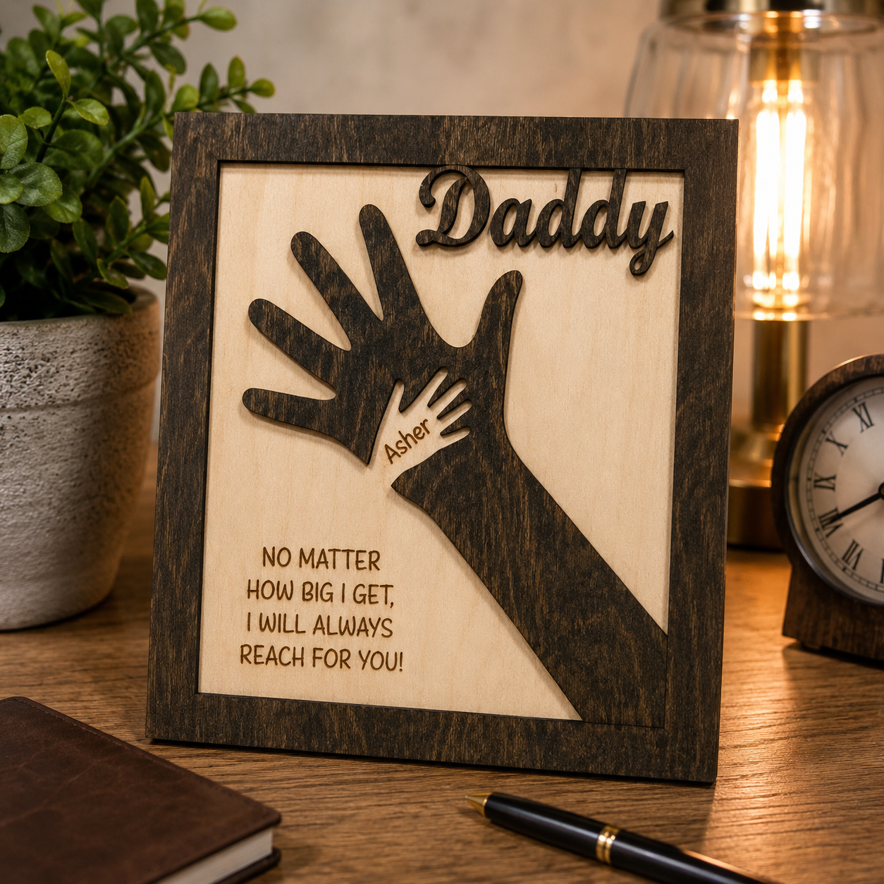 Personalized Reach for Daddy Wood Plaque with Children's Name by Poor Hog Customs, Southern home decor detail photo 3