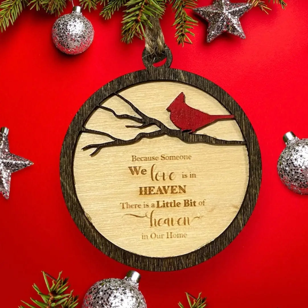 A Little Bit of Heaven Cardinal Memorial Ornament by Poor Hog Customs, Southern home decor main product photo