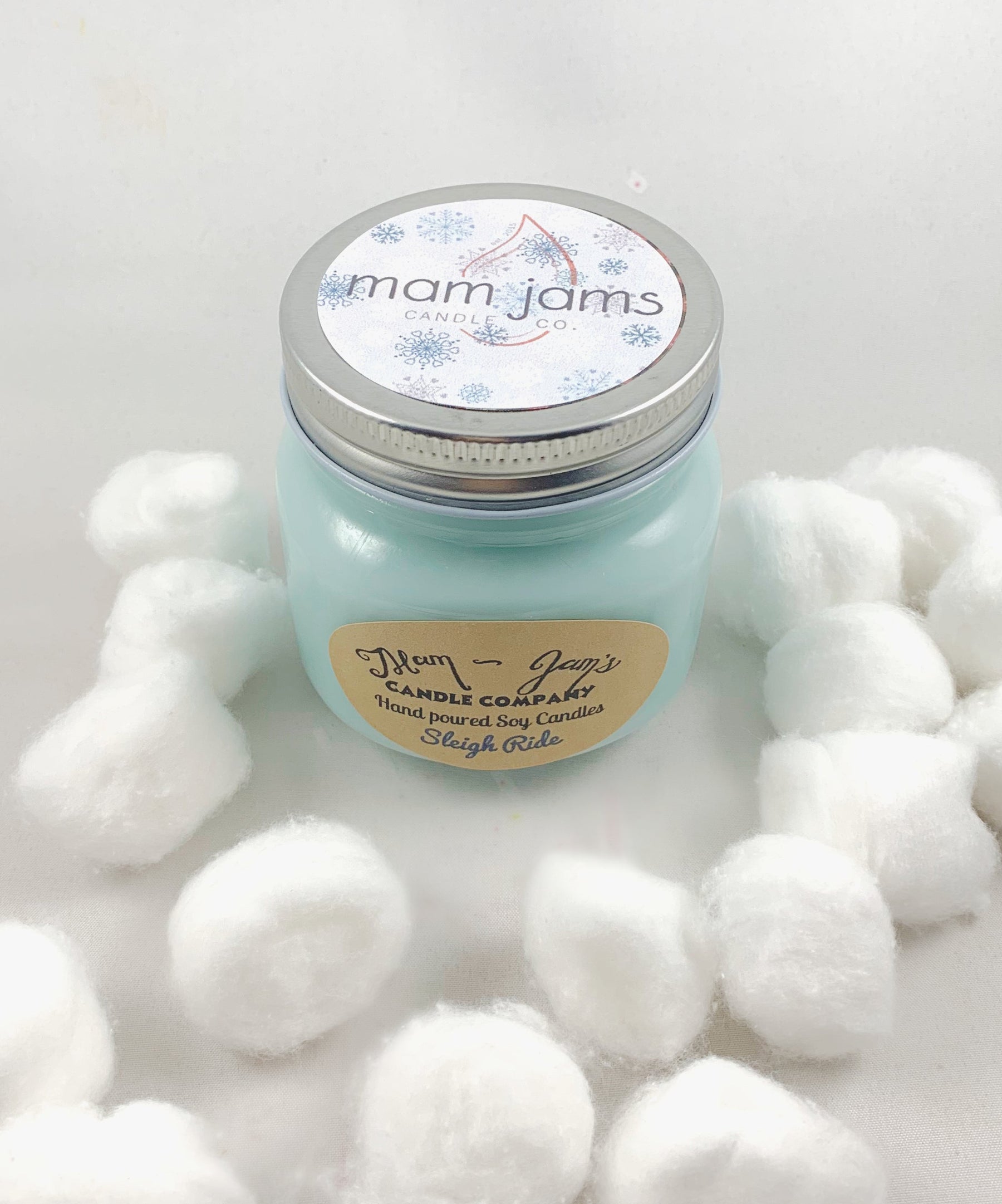 Sleigh Ride soy candle and wax melts by Mam Jam’s Candle Company, detail image 3